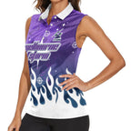 Personalized Melbourne Storm Women Sleeveless Polo Shirt Y2K Grunge Aesthetic With Cyber Flames and Starburst Graphics