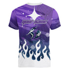 Personalized Melbourne Storm Women V-Neck T-Shirt Y2K Grunge Aesthetic With Cyber Flames and Starburst Graphics