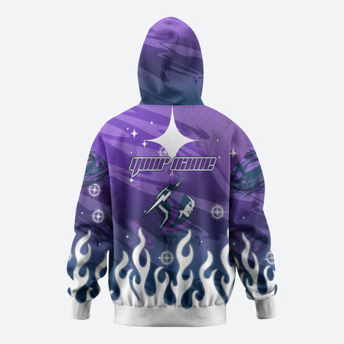 Personalized Melbourne Storm Zip Hoodie Y2K Grunge Aesthetic With Cyber Flames and Starburst Graphics