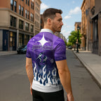 Personalized Melbourne Storm Zipper Polo Shirt Y2K Grunge Aesthetic With Cyber Flames and Starburst Graphics