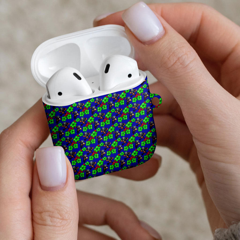 New Zealand Warriors AirPods Case Tropical Hibiscus Floral Seamless Rugby Mascot