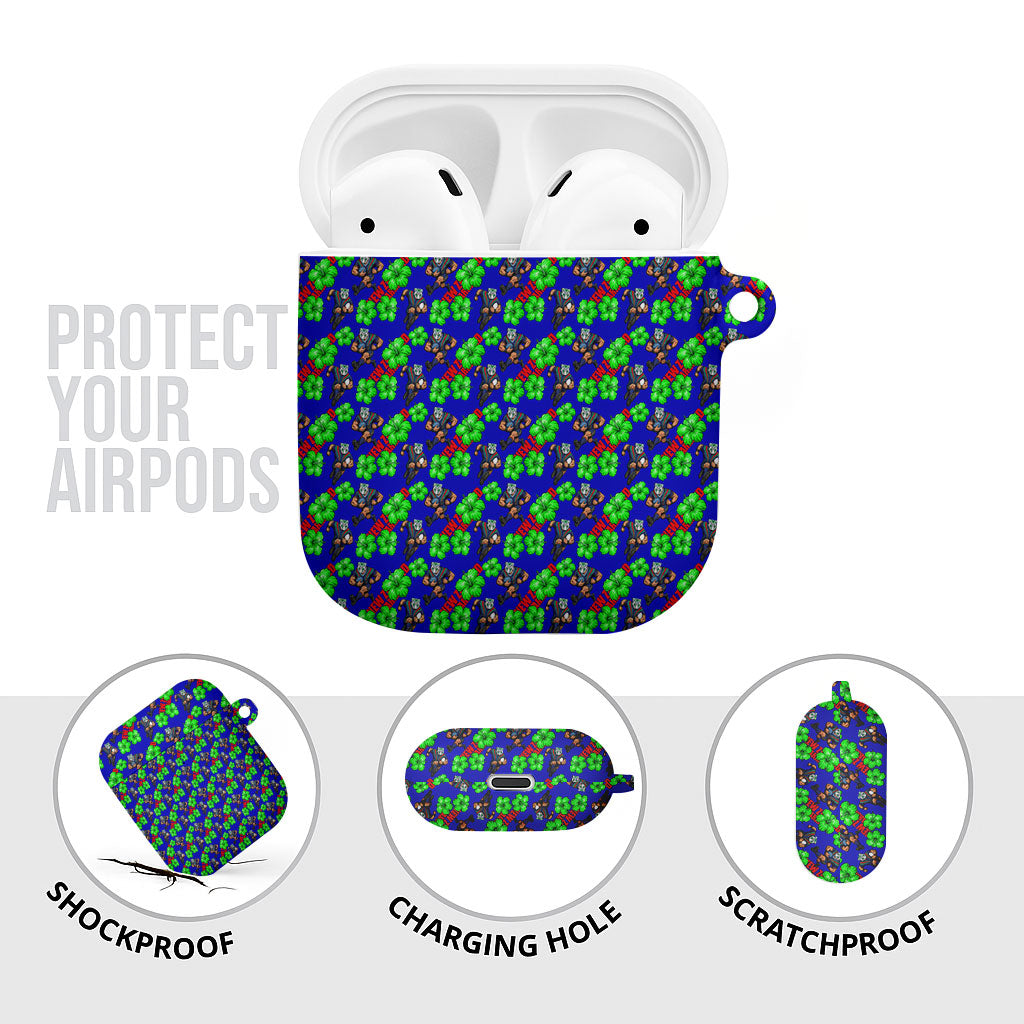 New Zealand Warriors AirPods Case Tropical Hibiscus Floral Seamless Rugby Mascot