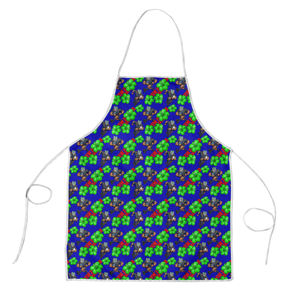 New Zealand Warriors Apron Tropical Hibiscus Floral Seamless Rugby Mascot