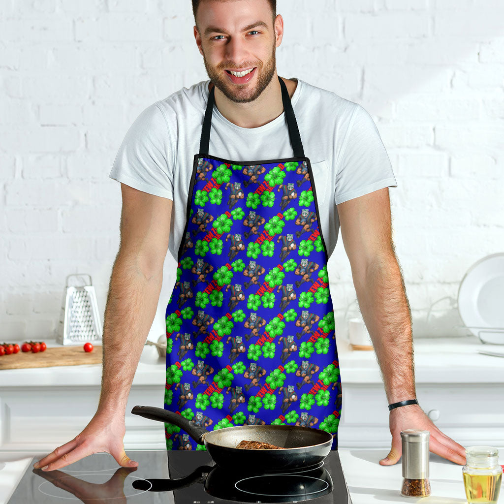 New Zealand Warriors Apron Tropical Hibiscus Floral Seamless Rugby Mascot