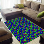 New Zealand Warriors Area Rug Tropical Hibiscus Floral Seamless Rugby Mascot