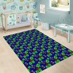 New Zealand Warriors Area Rug Tropical Hibiscus Floral Seamless Rugby Mascot