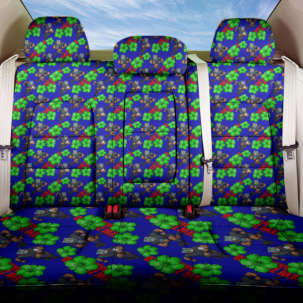 New Zealand Warriors Back Car Seat Cover Tropical Hibiscus Floral Seamless Rugby Mascot