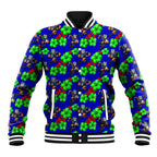 New Zealand Warriors Baseball Jacket Tropical Hibiscus Floral Seamless Rugby Mascot