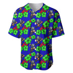 New Zealand Warriors Baseball Jersey Tropical Hibiscus Floral Seamless Rugby Mascot