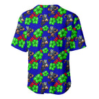 New Zealand Warriors Baseball Jersey Tropical Hibiscus Floral Seamless Rugby Mascot