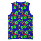 New Zealand Warriors Basketball Jersey Tropical Hibiscus Floral Seamless Rugby Mascot