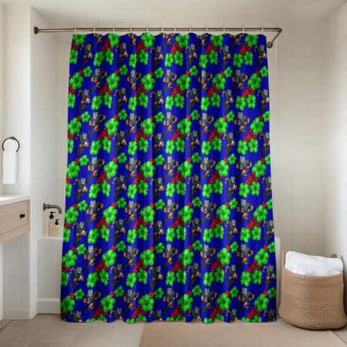 New Zealand Warriors Bathroom Set Tropical Hibiscus Floral Seamless Rugby Mascot