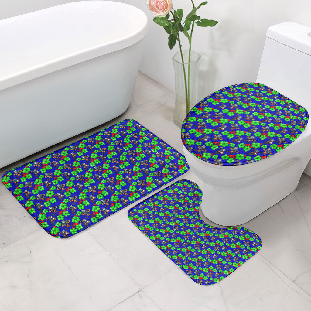New Zealand Warriors Bathroom Set Tropical Hibiscus Floral Seamless Rugby Mascot