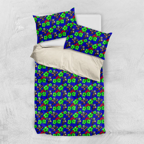 New Zealand Warriors Bedding Set Tropical Hibiscus Floral Seamless Rugby Mascot