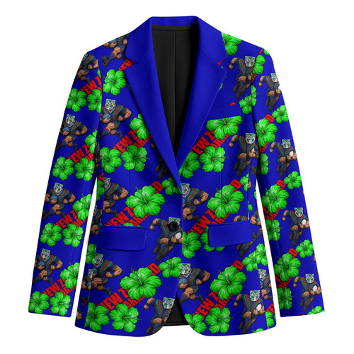 New Zealand Warriors Blazer Tropical Hibiscus Floral Seamless Rugby Mascot
