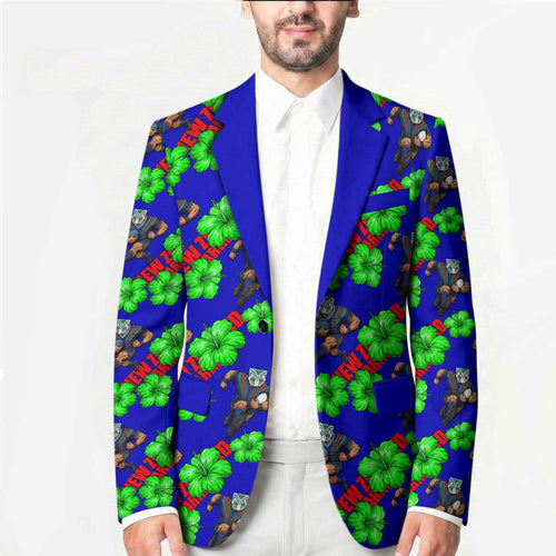 New Zealand Warriors Blazer Tropical Hibiscus Floral Seamless Rugby Mascot