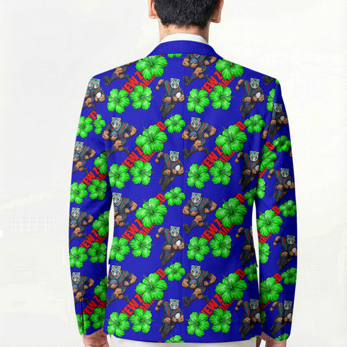 New Zealand Warriors Blazer Tropical Hibiscus Floral Seamless Rugby Mascot
