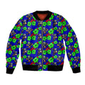 New Zealand Warriors Bomber Jacket Tropical Hibiscus Floral Seamless Rugby Mascot