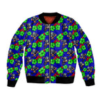 New Zealand Warriors Bomber Jacket Tropical Hibiscus Floral Seamless Rugby Mascot