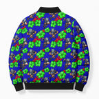 New Zealand Warriors Bomber Puffer Jacket Tropical Hibiscus Floral Seamless Rugby Mascot
