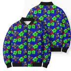 New Zealand Warriors Bomber Puffer Jacket Tropical Hibiscus Floral Seamless Rugby Mascot