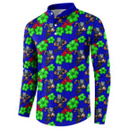 New Zealand Warriors Button Sweatshirt Tropical Hibiscus Floral Seamless Rugby Mascot