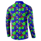 New Zealand Warriors Button Sweatshirt Tropical Hibiscus Floral Seamless Rugby Mascot