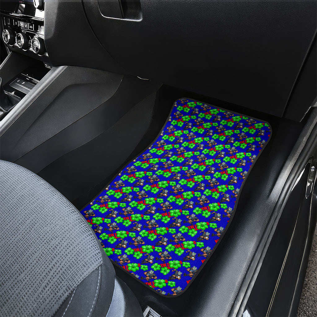 New Zealand Warriors Car Mats Tropical Hibiscus Floral Seamless Rugby Mascot
