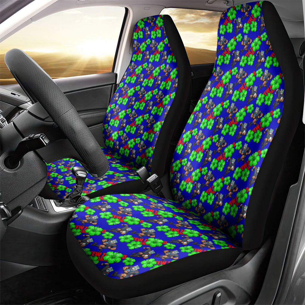 New Zealand Warriors Car Seat Cover Tropical Hibiscus Floral Seamless Rugby Mascot