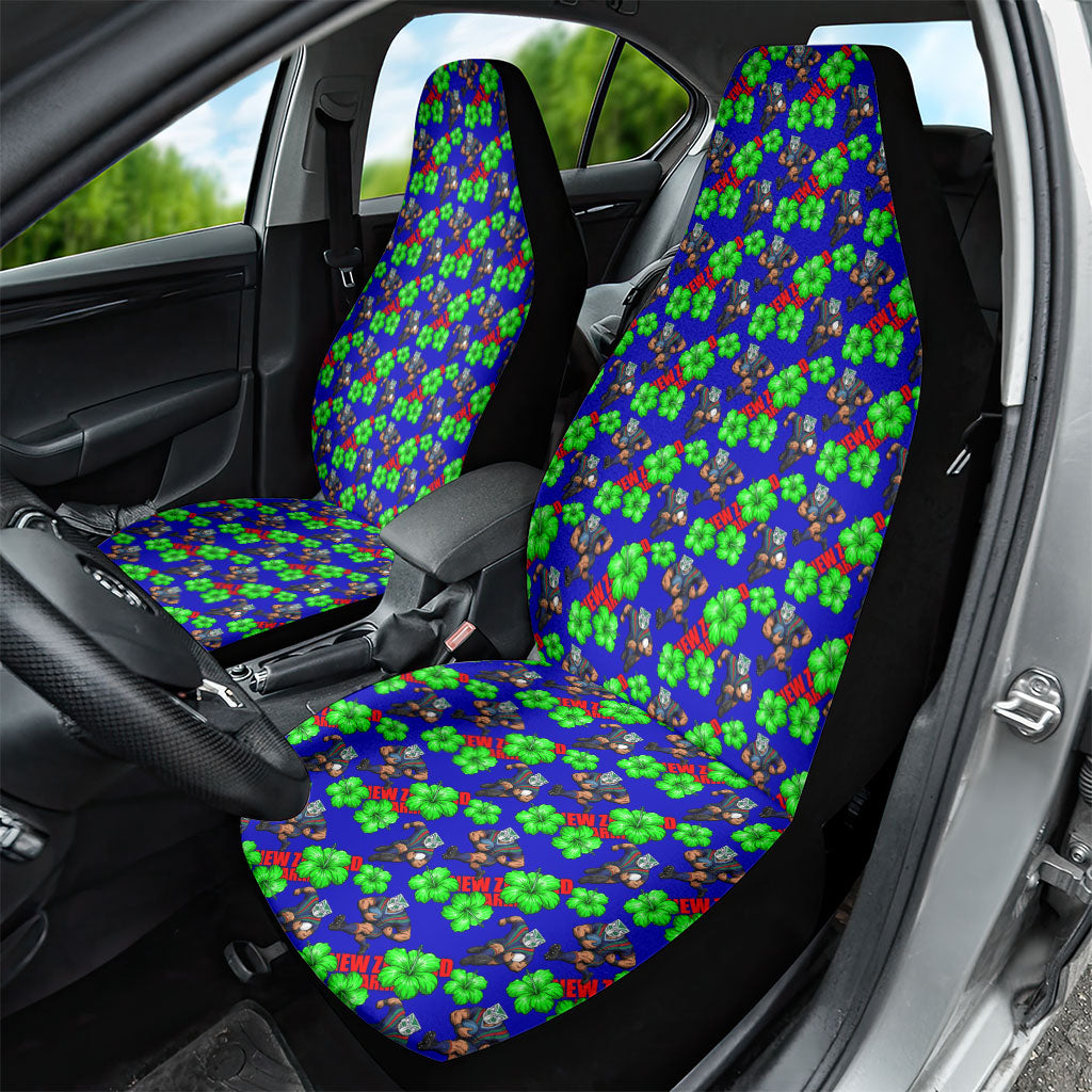 New Zealand Warriors Car Seat Cover Tropical Hibiscus Floral Seamless Rugby Mascot