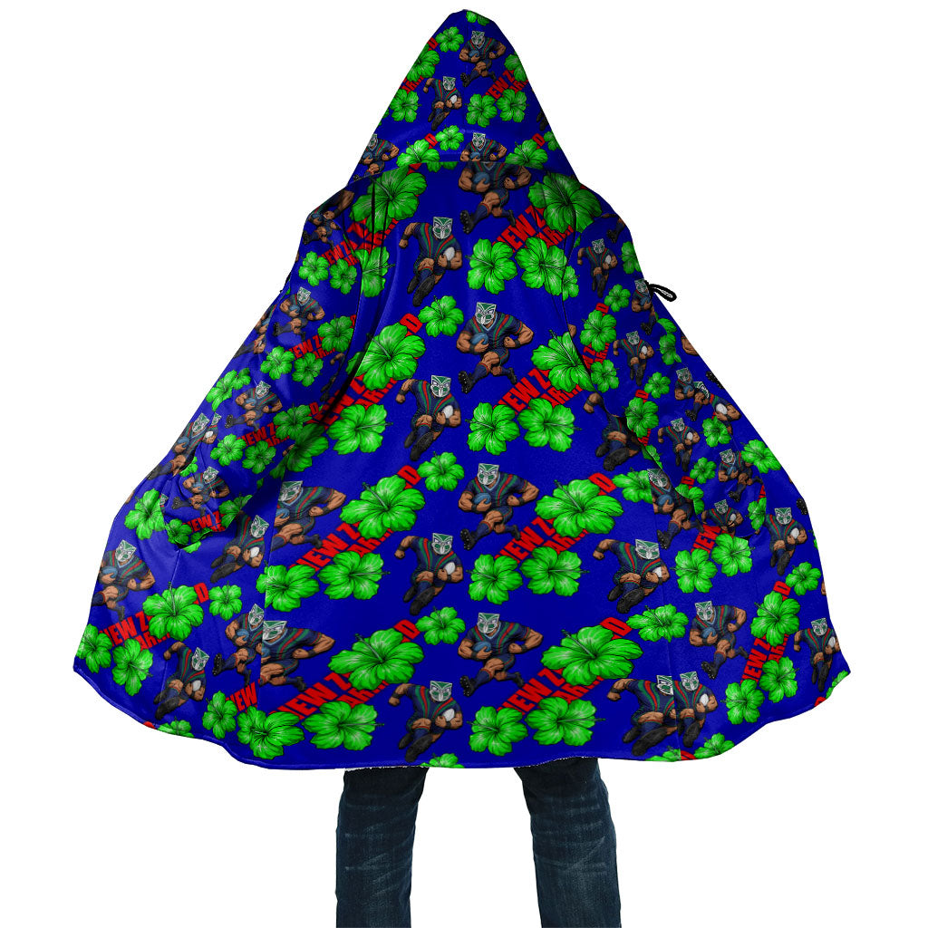 New Zealand Warriors Cloak Tropical Hibiscus Floral Seamless Rugby Mascot