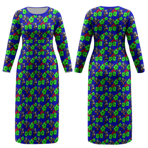 New Zealand Warriors Couples Matching Long Sleeve Bodycon Dress and Long Sleeve Button Shirt Tropical Hibiscus Floral Seamless Rugby Mascot