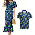 New Zealand Warriors Couples Matching Mermaid Dress and Hawaiian Shirt Tropical Hibiscus Floral Seamless Rugby Mascot