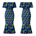 New Zealand Warriors Couples Matching Mermaid Dress and Hawaiian Shirt Tropical Hibiscus Floral Seamless Rugby Mascot