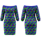 New Zealand Warriors Couples Matching Off The Shoulder Long Sleeve Dress and Hawaiian Shirt Tropical Hibiscus Floral Seamless Rugby Mascot