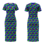 New Zealand Warriors Couples Matching Short Sleeve Bodycon Dress and Long Sleeve Button Shirt Tropical Hibiscus Floral Seamless Rugby Mascot