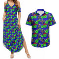 New Zealand Warriors Couples Matching Summer Maxi Dress and Hawaiian Shirt Tropical Hibiscus Floral Seamless Rugby Mascot