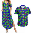 New Zealand Warriors Couples Matching Summer Maxi Dress and Hawaiian Shirt Tropical Hibiscus Floral Seamless Rugby Mascot