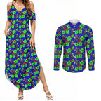 New Zealand Warriors Couples Matching Summer Maxi Dress and Long Sleeve Button Shirt Tropical Hibiscus Floral Seamless Rugby Mascot
