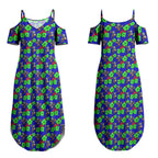 New Zealand Warriors Couples Matching Summer Maxi Dress and Long Sleeve Button Shirt Tropical Hibiscus Floral Seamless Rugby Mascot