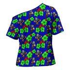 New Zealand Warriors Cross Shoulder Shirt Tropical Hibiscus Floral Seamless Rugby Mascot