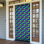 New Zealand Warriors Door Cover Tropical Hibiscus Floral Seamless Rugby Mascot