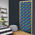 New Zealand Warriors Door Cover Tropical Hibiscus Floral Seamless Rugby Mascot