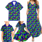 New Zealand Warriors Family Matching Summer Maxi Dress and Hawaiian Shirt Tropical Hibiscus Floral Seamless Rugby Mascot