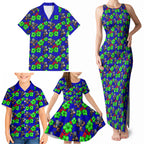 New Zealand Warriors Family Matching Tank Maxi Dress and Hawaiian Shirt Tropical Hibiscus Floral Seamless Rugby Mascot