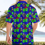 New Zealand Warriors Hawaiian Shirt Tropical Hibiscus Floral Seamless Rugby Mascot