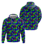 New Zealand Warriors Hoodie Tropical Hibiscus Floral Seamless Rugby Mascot