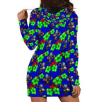New Zealand Warriors Hoodie Dress Tropical Hibiscus Floral Seamless Rugby Mascot