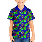 New Zealand Warriors Kid Hawaiian Shirt Tropical Hibiscus Floral Seamless Rugby Mascot