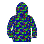 New Zealand Warriors Kid Hoodie Tropical Hibiscus Floral Seamless Rugby Mascot